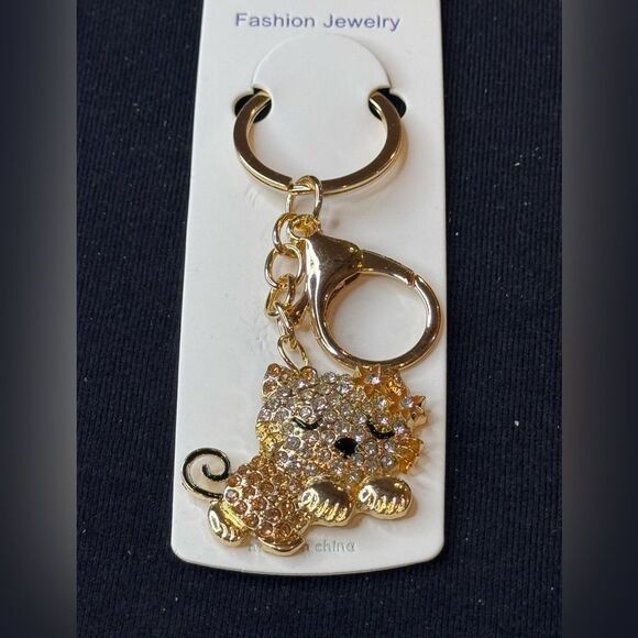 Mint BAG CHARM Sparkly Sleeping Kitty Cat  Keychain/Purse Charm Pink - Picture 11 of 15